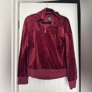 Fall / winter red velvet sweater, long sleeve